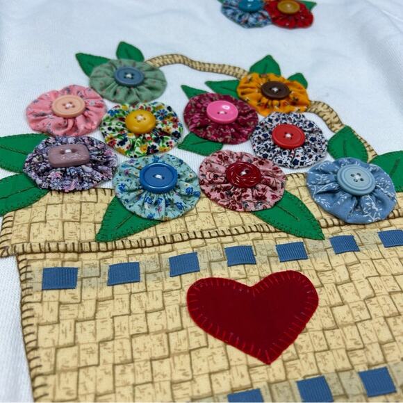 Vintage Hanes Appliqué Grandma Flower Basket Crewneck Sweatshirt Large 1990 L - Picture 4 of 7